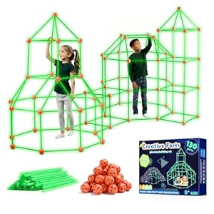 Tiny Land DIY Höhle Kinder Konstruktionsspielzeug - Im Dunkeln Leuchtendes, Outdoor Spielzeug für 5+ ahre alt Junge & Mädchen - 130PCS Kreatives Bauset Für Kinder Höhle Bauen Indoor