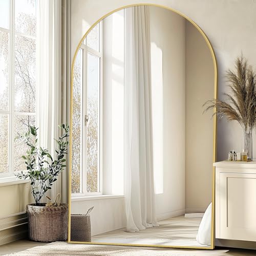 ABSWHLM Oversized Full Length Mirror 72x44 Inch - Wall Mounted or Standing Floor Mirror with Aluminum Alloy Frame, Shatterproof Tempered Glass - Modern Mirror for Bedroom, Living Room, Closet, Gold