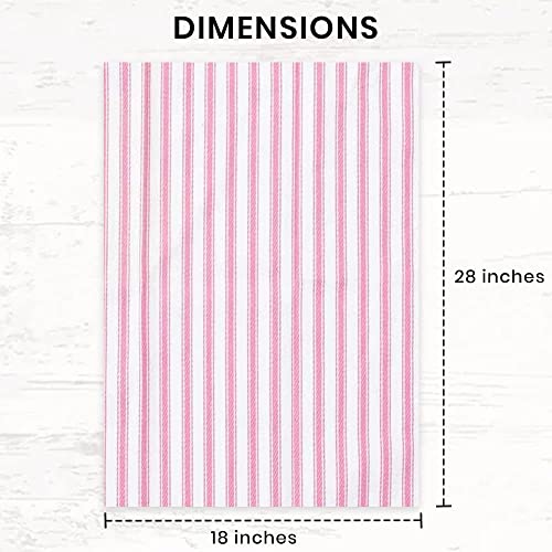 Cotton Carnival Kitchen Towels, 100% Ring Spun Cotton Tea Towels, Highly Absorbent Dish Towels, French Stripes, Farmhouse Flour Sack Tea Towels, Pink & White, Pack Of 6 Kitchen Towels #TOP4