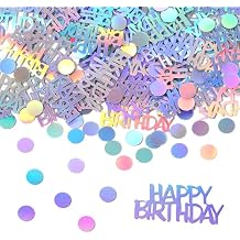 540 PCS Happy Birthday Confetti, Iridescent Party Confetti Glitter Table Scatter Iridescent Party Decorations for DIY Arts Crafting Baby Shower Birthday Parties