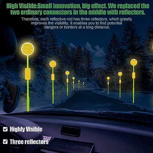12Pcs Driveway Markers Reflectors, Reflective Markers for Snow Plowing, 50.5Inch Fiberglass Pole Double Sided Reflectors by LOMNYIY - Image 4