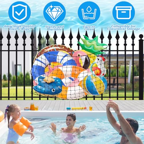 Filet de rangement pour jouets de piscine grand format élastique et robuste - 4