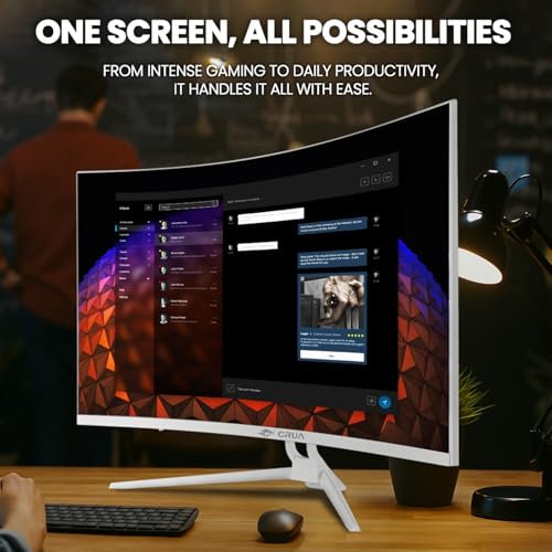 Image of CRUA - 32 inch Curved Gaming Monitor, 144Hz /160Hz 4K UHD (3840 x 2160P) 1500R VA, AMD Freesync Support, 120% sRGB, Integrated Speakers, RGB Lighting, Mounting Systems