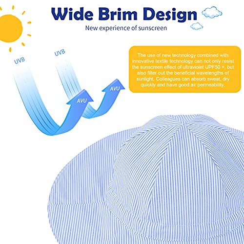 Durio Baby Boy Sun Hat Beach Baby Boy Hats Sun Protection Baby Boy Bucket Hat Sun Hats For Baby Boy Girl N Blue Stripe 6-12 Months #TOP6
