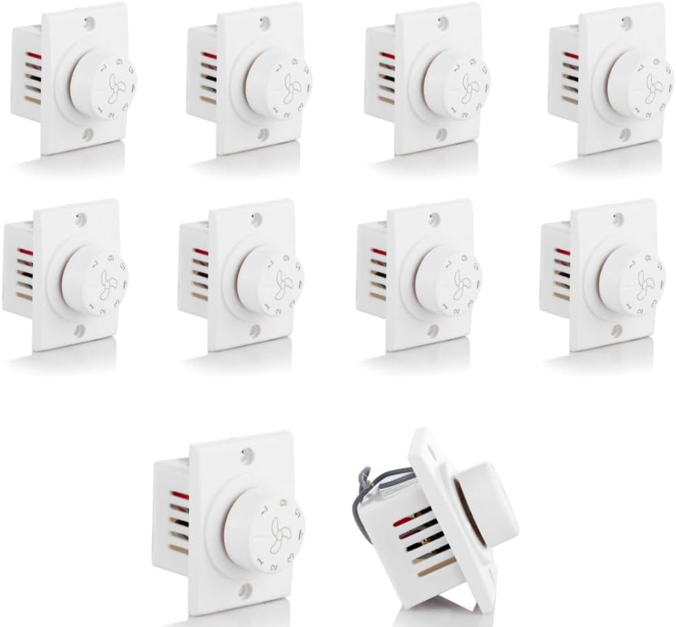 Hi-Plasst Socket 7-Step (Pack of 10) 2M 7Steps, Fan Regulator, Non-Modular Step Type Regulators for Fan for Home & Offices (L*B = 5.5 * 4cm)