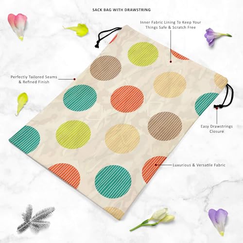 Image of ArtzFolio Retro Circles | Reusable Sack Bag | Bag for Gym, Storage, Vegetable & Travel