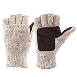 Metog Suede Thinsulate Thermal Insulation Mittens ,Gloves (M,100g, Beige White)