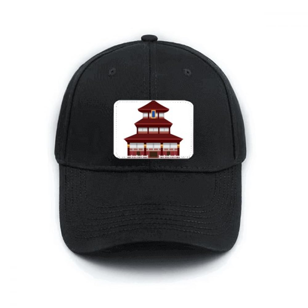 Casquette de baseball noire motif temple de Chine chapeau ajustable mixte - 4
