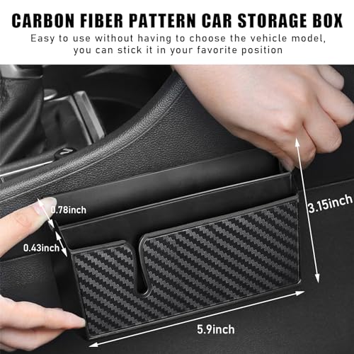 Image of Dickno Car Storage Box for Mobile Phone, Multifunctional Carbon Fiber Car Cell Phone Holder, Auto Dashboard Pocket Organizer, Vehicle Interior Accessories for Storge Phone Key Coin （Large）