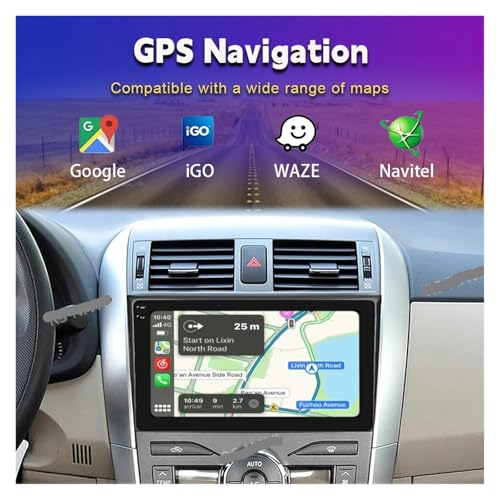 Reproductor multimedia Android 15 con Carplay y cámara para Toyota Corolla 2006-2013 6