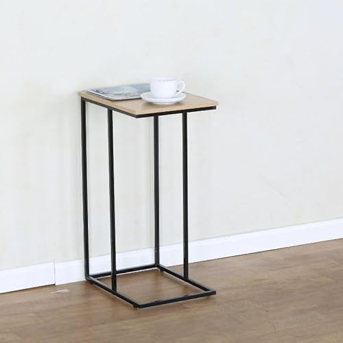 Buyqualia Mesa Auxiliar METÁLICA con Tapa DE Madera 65x30x40 CM – Patas Laterales (Sonoma) - imagen 3