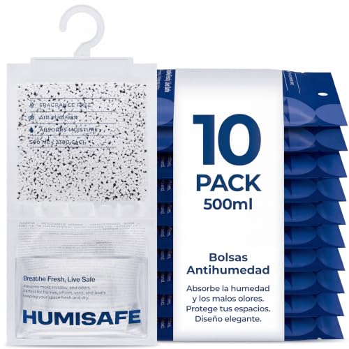 Imagen de Bolsas antihumedad armarios X10 500ML Antihumedad habitacion Absorbe humedad Deshumidificador armario Humedad armarios Deshumificadores de humedad Elimina olores