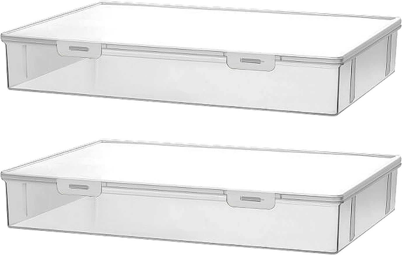 2 Pack Under the Bed Storage, Under Bed Storage Boxes, Large Opening, Washable, Transparent, for Clothes, Blankets, Toys(Small)