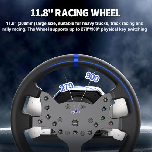 Image of Playtastic PXN V99 Force Feedback Gaming Steering Wheel with 3-Pedals and Shifter Bundle for PC, PS4, Xbox One, Xbox Series X /S, 270 /900 Degree Racing Wheel
