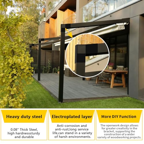 Image of 4Pack 30 Degree L-Shaped Pergola Bracket,2-Way Slant Roof Bracket for 6 x 6 (Actual Size:5.5 inchx5.5 inch) Indoor & Outdoor Wood Beam,DIY Slant Brackets for Pavilion,Porch,Deck,Hunt Cabin