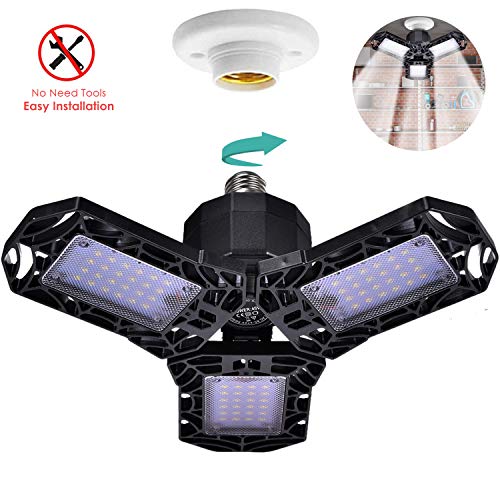 LED Garage Lights, AYSEMO Deformable LED Garage Lights，60W 6000lm Waterproof Garage Ceiling Lights,Deformable