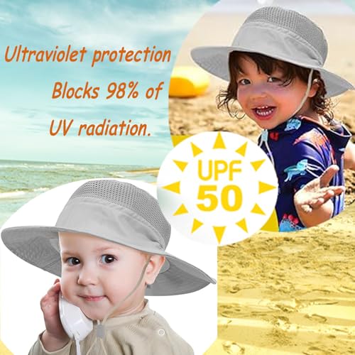 Baby Sun Hat UPF 50+ Outdoor Adjustable Beach Hat with Wide Brim Bucket Hats for Toddler Boys Girls 0-6 Years4