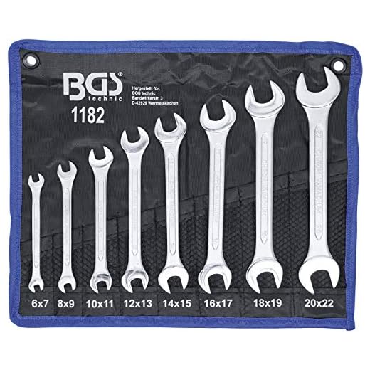 BGS 1182 | Juego de llaves fijas dobles | 6 x 7 - 20 x 22 mm | 8 piezas