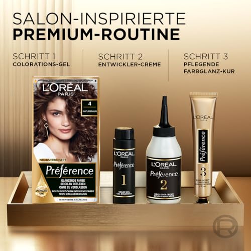 Foto von L'Oréal Paris Permanente Haarfarbe, Haarfärbeset mit Coloration und Farbglanz-Pflegebalsam, Préférence, P11 Kühles Intensives Schwarz (Manhattan), 3er Set