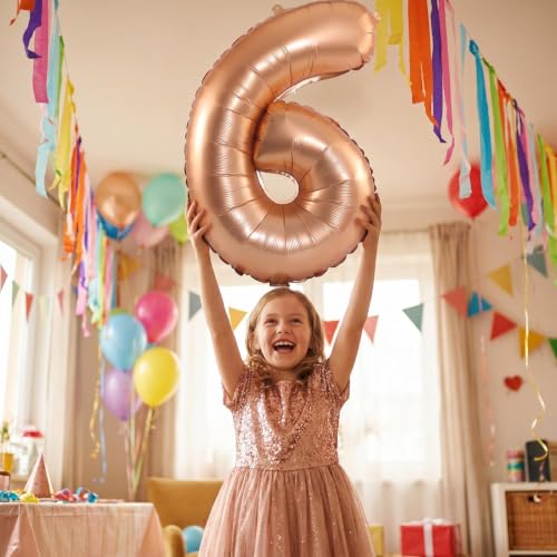 Image of YPSelected 32 Inch Large Foil Helium Number Balloon Birthday Wedding Party 0-9 (Orange, 6)