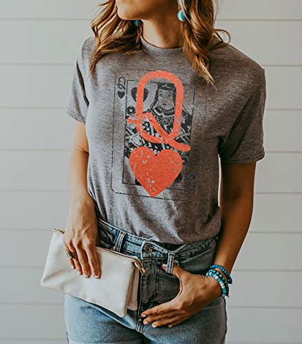 Q of Hearts T-Shirt Women Vintage Country Music Graphic Tee Casual Letters Print Short Sleeve Tops2