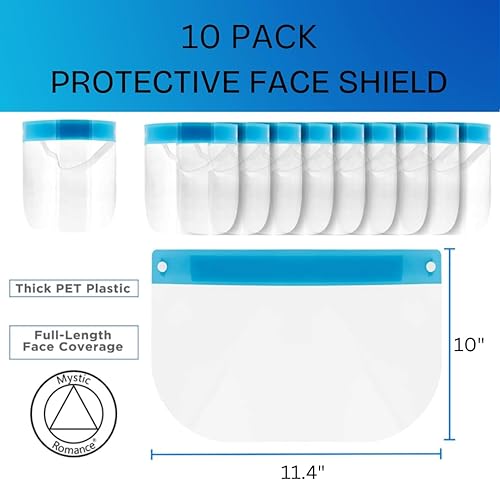 Miniatura 4 de Mystic Romance Paquete de 10 protectores faciales  Protección facial completa antivaho reutilizable  Equipo de seguridad transparente para el