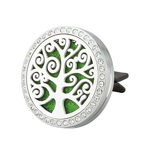 JAOYU 30mm Car Diffusers Aromatherapy Essential Oil Diffuser Vent Clip Tree of Life