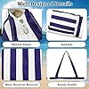 flintronic Große Strandtasche mit Reißverschluss, Streifen Wasserdicht Strandtasche, 43L Faltbare Leichte Badetasche Damen, Beach Tote Bag für Strand, Urlaub, Pool (Marineblau) #3
