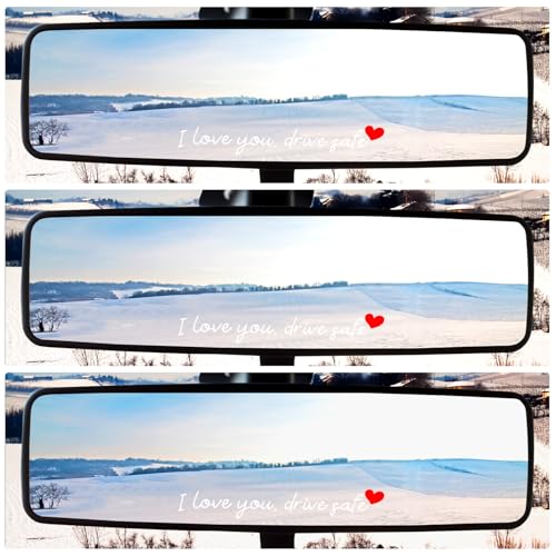 Image of 3pcs I Love You Drive Safe Mirror Decal, Vinyl Rearview Mirror Sticker Cute Car Decals with Heart Safe Driving Stickers Women Driver Gifts Accessories for Driver Gifts (White)