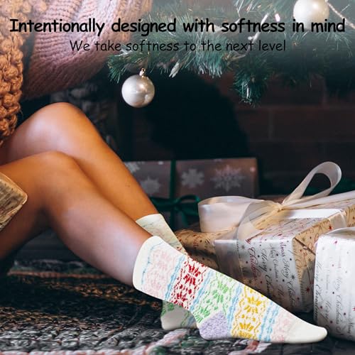 Image of World's Softest Cozy Collection Crew Socks - Smooth Multi Colors Cozy Socks - Knit Top Holiday Spirit Fashion Socks