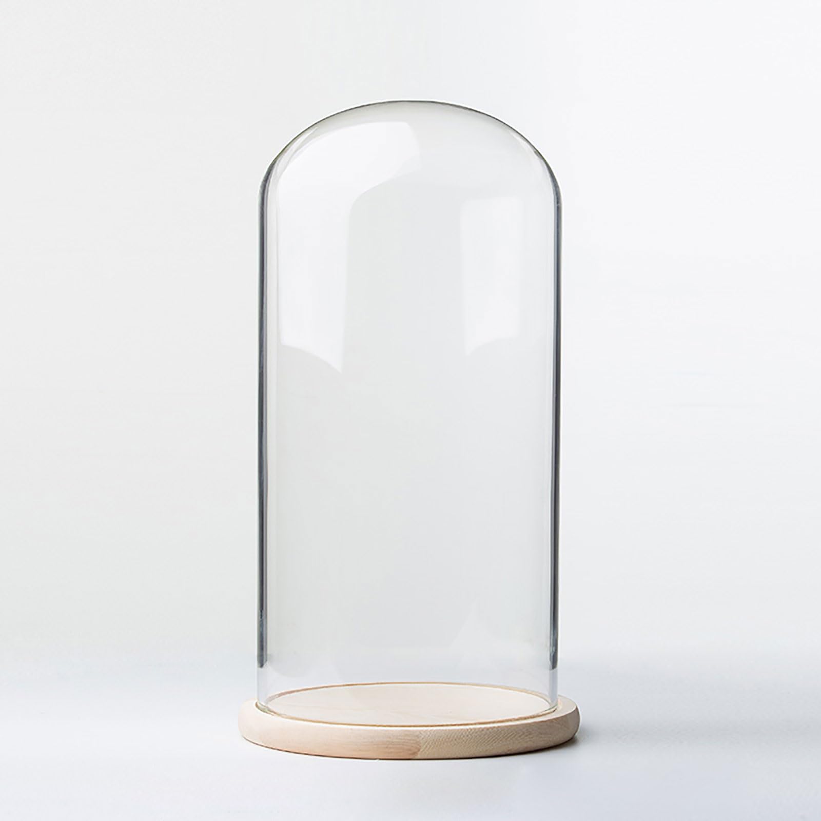 Tihonori Dia 8 Cm Glass Cloche Dome Display With Solid Wood Base For Displaying Plants, Ornaments, Figurines,8 * 12Cm