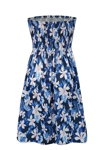 Image of Zyyfly Summer Strapless Dress for Women Tube Top Sundress Casual Beach Cover Ups