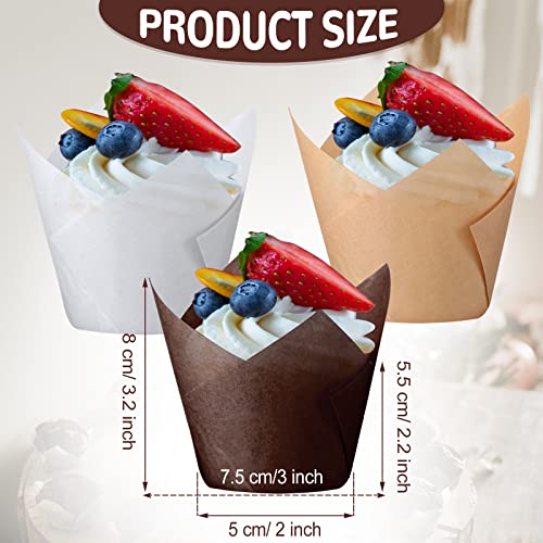 Tulip Baking Paper Cupcake Liners Muffin Liners Holders Baking Cups Cupcake Wrapper For Wedding, Birthday, Christmas, Baby Shower Parties (600, White, Beige, Brown) #TOP2