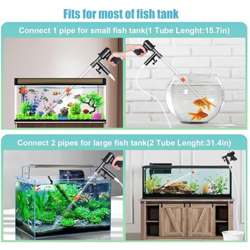 Aspiradora de grava para acuario con flujo ajustable y manguera de 3 m para un lavado eficiente de arena y filtrado de agua en tanques de peces