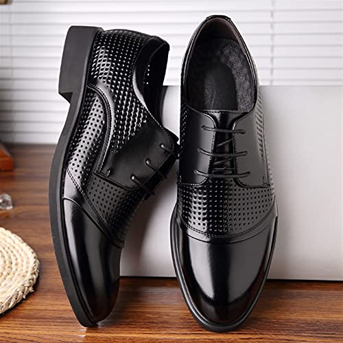 Single Season Dress Oxford Formal Shoes for Men Lace Up Burnished Cap Toe Height Increasing Elevator 2.3inch Leather Anti-Slip Low Top Non Slip Resistant Business Very Popular Among Young2