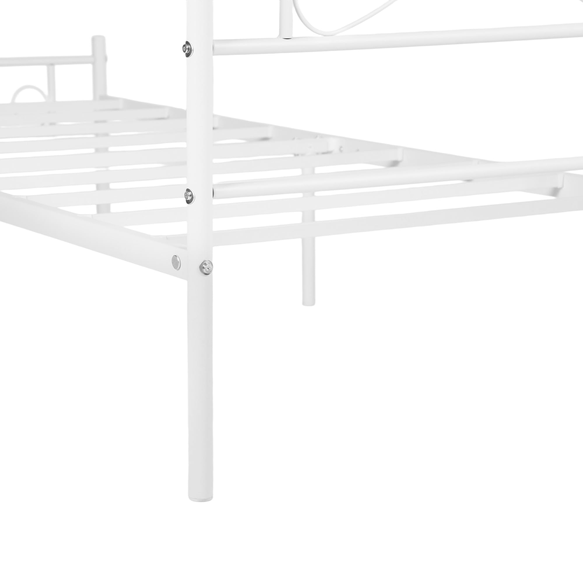 FurnitureR Cama de primeros auxilios con marco de metal resistente, diseño moderno de barba blanca, ahorro de espacio y duradera para respuesta de emergencia, escenarios de negocios y viajes, círculo