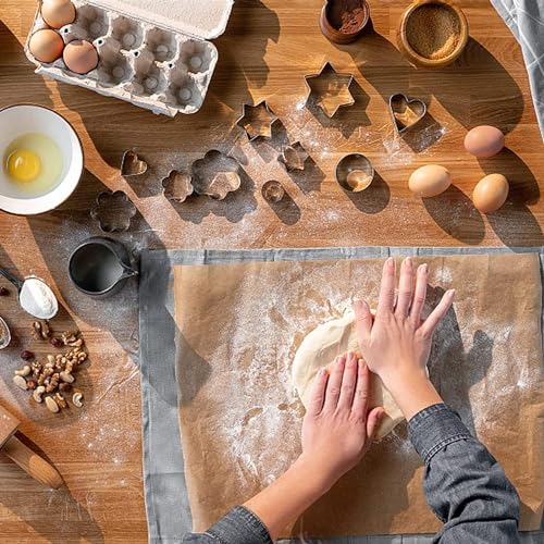 Image of Cookie Cutter Stainless Steel Cookie Cutter with 4 Shape 3 Sizes Heart Round Star and Flower, 12 Pieces