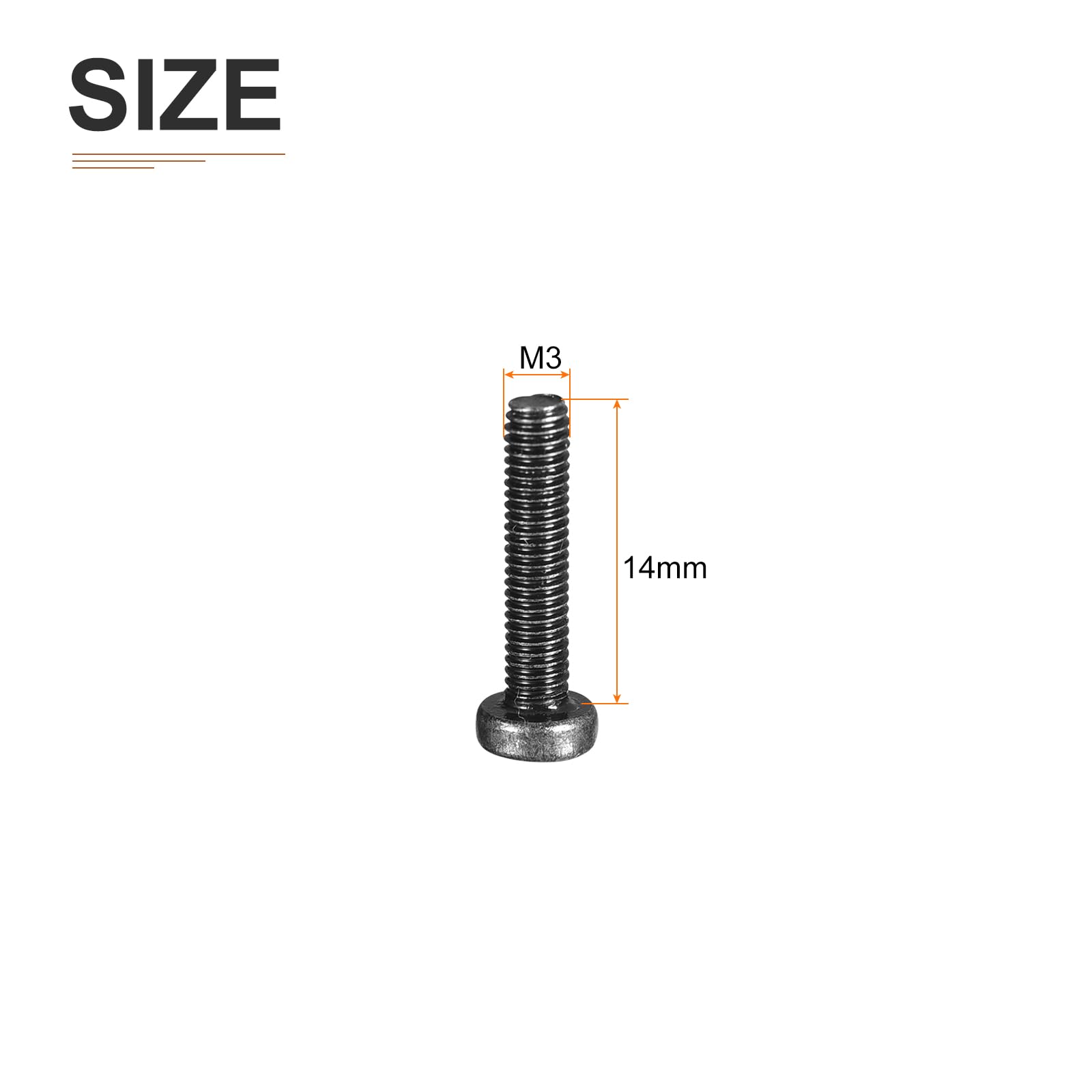 DTGN M3x14mm Pan Head Machine Screws, 100Pcs M3 Phillips Drive, Metric Coarse Full Thread, Steel Black Oxide Finish, Screws Bolts Kit - Image 2