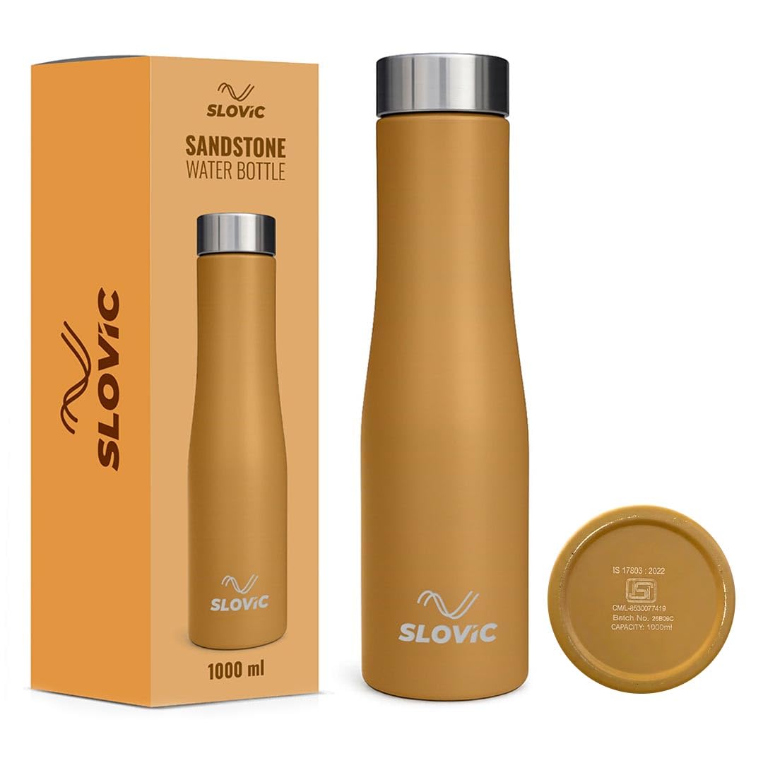 SLOVIC Stainless Steel Water Bottle 1 LTR | 100% BPA Free & Leak-Proof | Sipper Water Bottle for Adults | Sipper Water Bottle for Adults | Ideal for Gym, Sports & Camping