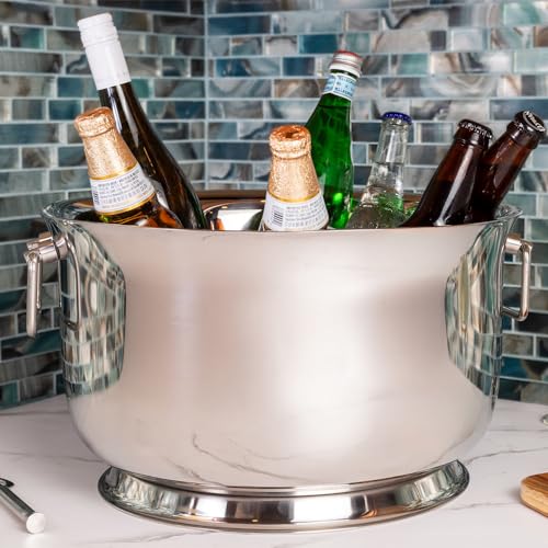 Sol Living Insulated Beverage Tub Large Ice Bucket with Handles Double Wall Stainless Steel Ice Bucket and Cooler for Wine, Drinks, Bar, Party, and Gift Beverage Cooler for Indoor and Outdoor Parties - Image 3