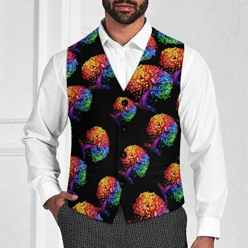Tree-Lifes-Chakra Men's Suit Vest Waistcoat Vests Formal Dress with 2 Pockets for Business Casual Tuxedo2