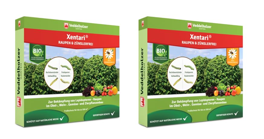 Veddelholzer Xentari® 16 x 2g Raupen & Zünslerfrei gegen Buchsbaumzünsler, Raupen & Schadraupen. Xentari Raupenfrei Buchsbaumzünsler Spritmittel für Bio Landbau geeignet Nicht Bienengefährlich.