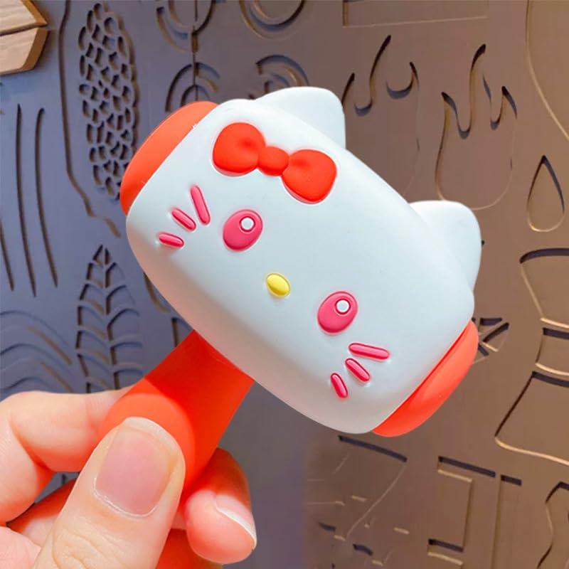 Image of SAJANI Cute Cartoon Hammer Choo Choo Keychain With Sound For Kids, Shake Left Right Musical Beep Hammer Toy, Soft Grip Cartoon Handheld Sensory Keychain For Babies & Toddlers