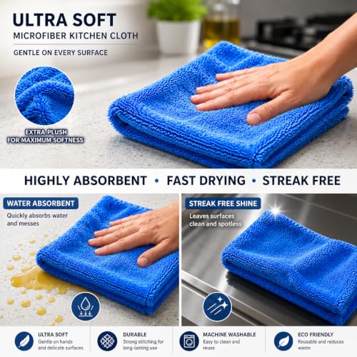 Image of BENAVJI Microfiber Cloth for Car - Puremagic 1100 GSM Twisted Loop Super Absorbent Towel - Edgeless Design with Plush Pile, Lint Free Cloth for Drying & Detailing, Transparent Pack of 2