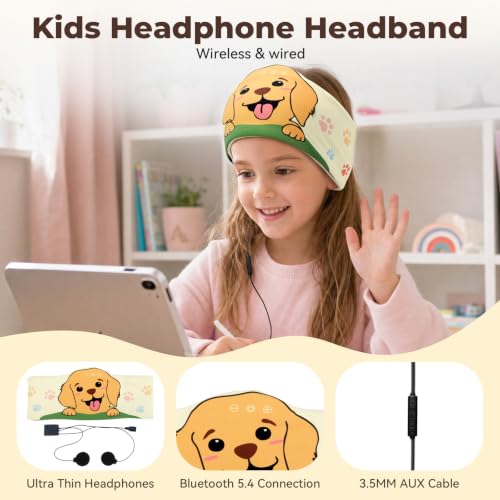 Image of Kids Bluetooth Headband Headphones, Soft Toddler Sleep Mask Headphones