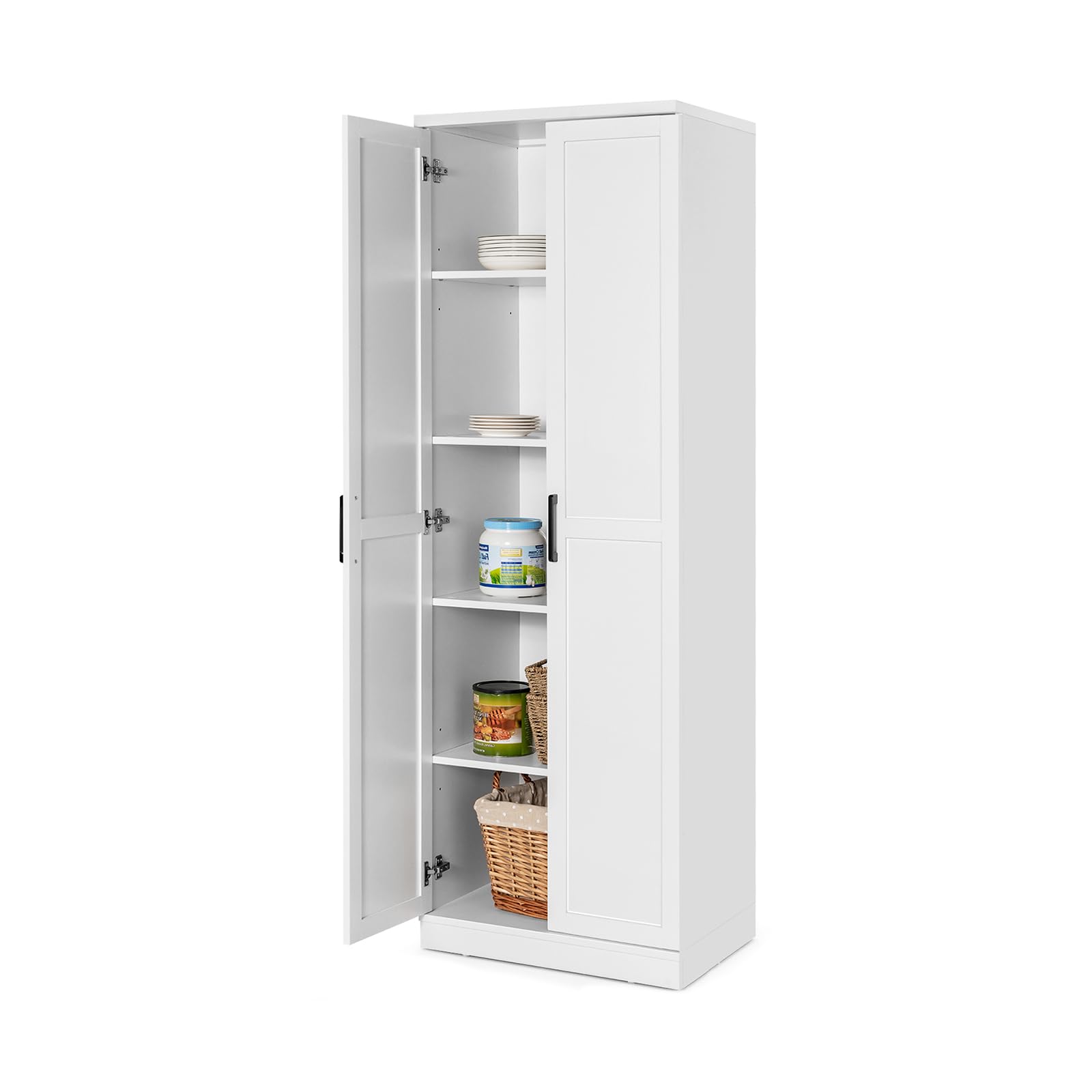 Meuble de rangement 5 niveaux blanc polyvalent avec de grandes étagères