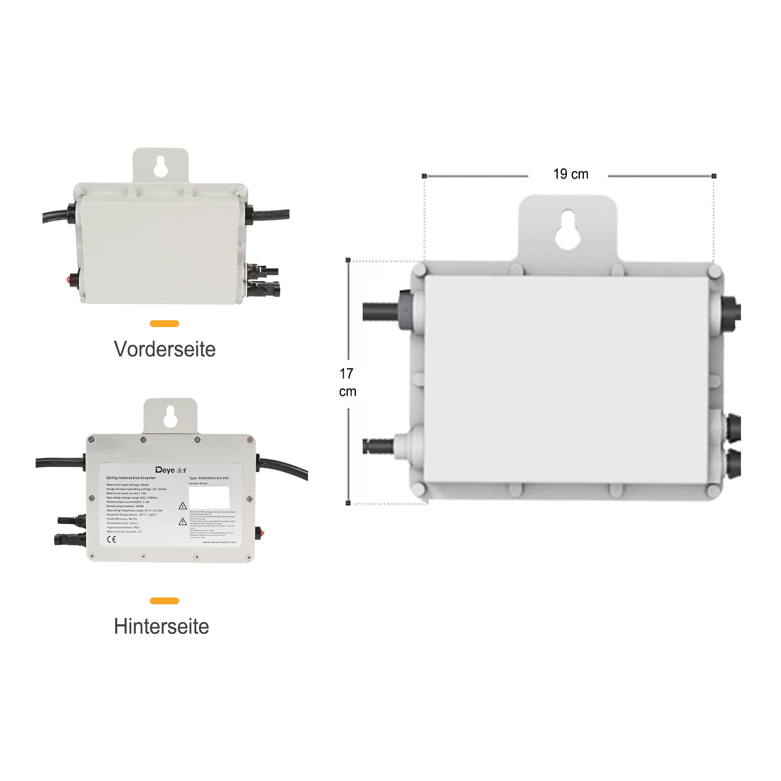 enjoy solar Deye Micro inverter, DC 20 V-60 V a AC 220 V-230 V, modulo WiFi integrato, grado di protezione IP67, ideale per centrali elettriche da balcone e impianto mini PV (SUN300G3-EU-230)