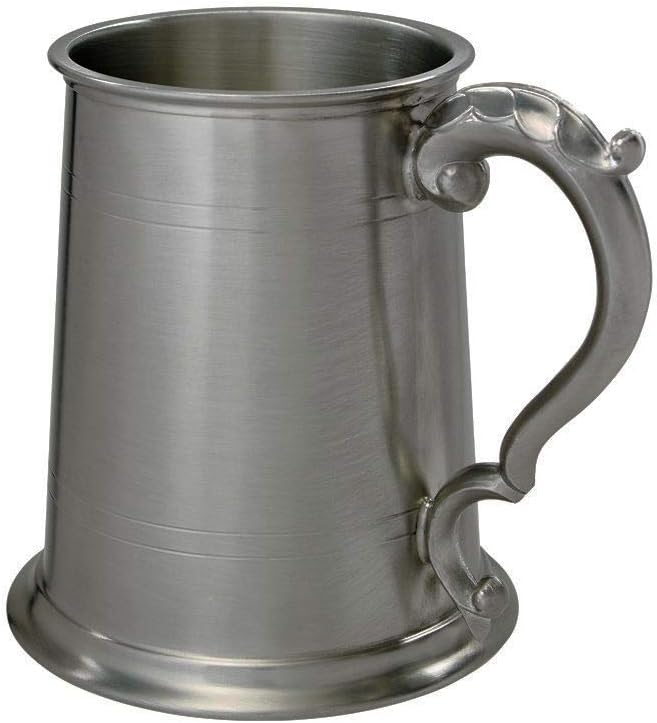 Wentworth Pewter 1 Pint Antique Fancy Handle Tankard (with engraving)