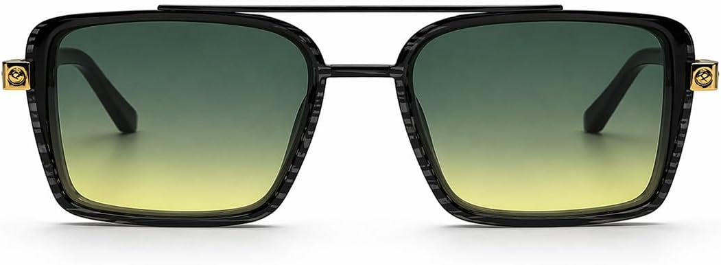Glaron Gri  er eveli Ye il Degrade Caml  Kare Unisex Vintage Retro G ne  G zl