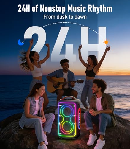 Image of Bluetooth Speaker Loud, 240W Peak Portable Wireless Party Speakers, BT5.4, Boost Bass, 24H, Fast Charge, IP65 Waterproof, TWS Pairing, RGB Lights for Outdoor, Beach, Camping, Backyard, Work, Home
